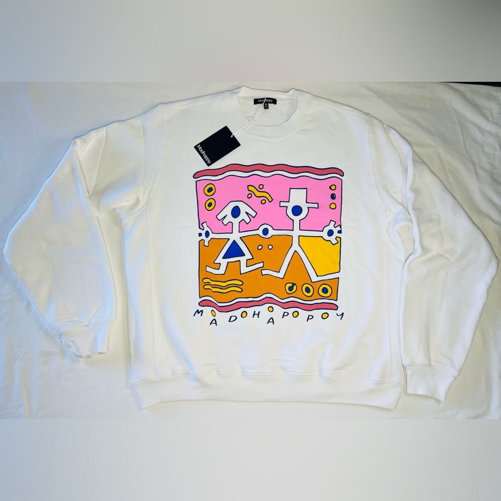 MADhappy RARE Pink and White Crewneck sweatshirt NWT